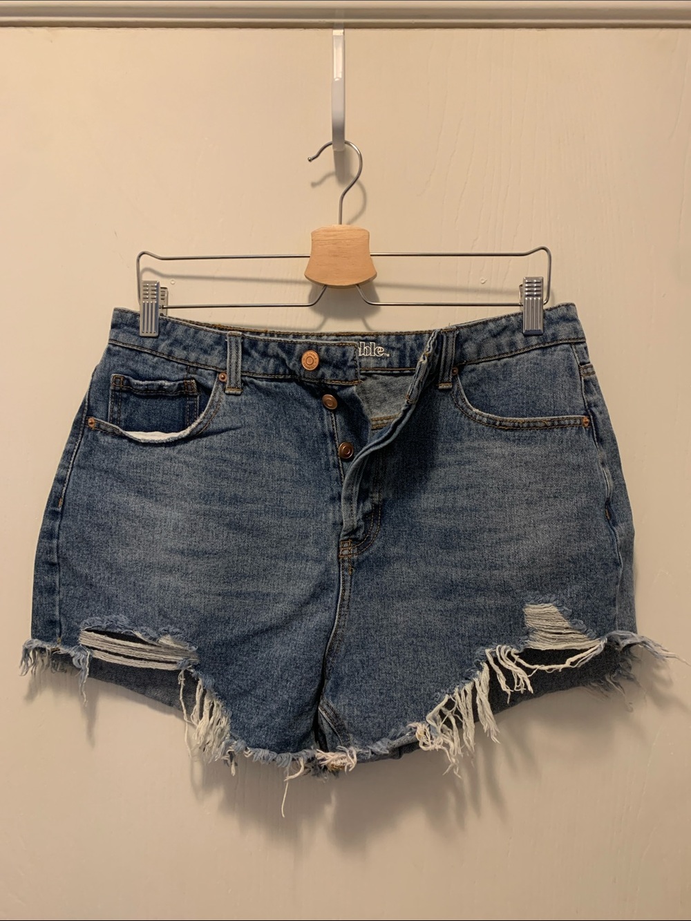 wild fable Distressed High-Rise Denim Shorts - Blue